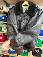 Load image into Gallery viewer, Vintage Leather Fur Collar G-1 Bomber Jacket 44 Large