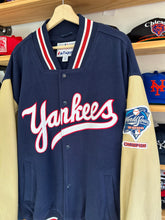 Load image into Gallery viewer, Vintage Majestic New York Yankees Leather / Wool Script Varsity Jacket XL