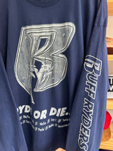 Load image into Gallery viewer, Vintage Ruff Ryders Ryde or Die Rap Promo Long Sleeve Navy Mock Neck Tee XL
