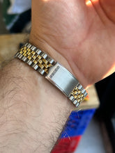Load image into Gallery viewer, Vintage 1991 Seiko Two Tone Day Date Fluted Bezel Jubilee “American Pyscho” Quartz Watch