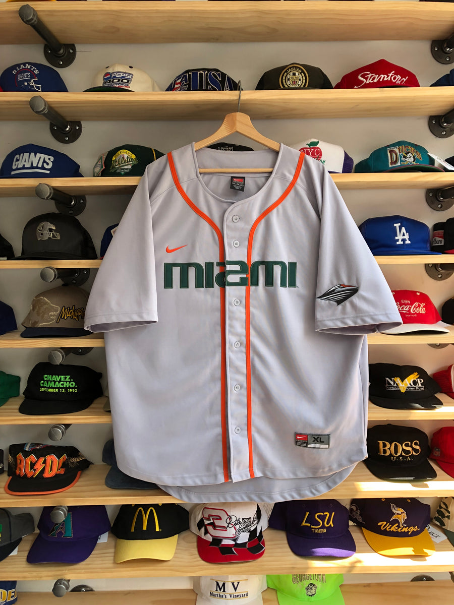 Vintage Nike University Of Miami Hurricanes Baseball Jersey Size XL