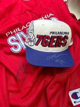 Load image into Gallery viewer, Vintage 1996 Sports Specialties Philadelphia 76ers Shadow SnapBack Autographed by Allen Iverson