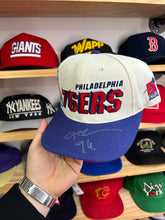 Load image into Gallery viewer, Vintage 1996 Sports Specialties Philadelphia 76ers Shadow SnapBack Autographed by Allen Iverson