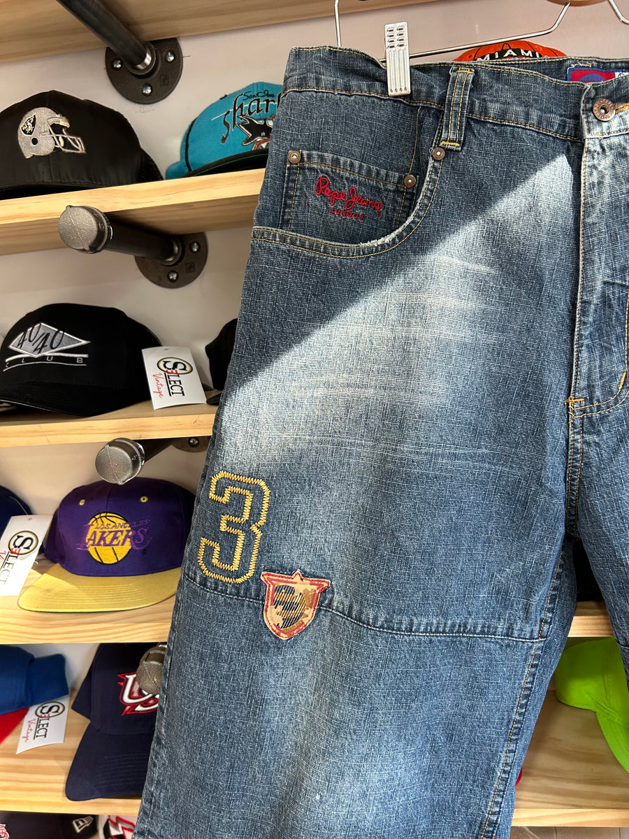 Vintage Y2K Pepe Jeans London Embroidered Denim Shorts 38