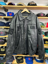 Load image into Gallery viewer, Vintage FUBU Sport Collection Black Leather Chenille Patch Jacket XL / 2XL