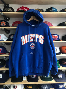 Vintage Adidas New York Mets Center Logo Spellout Hoodie Size XL