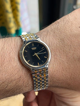 Load image into Gallery viewer, Vintage 1990 Seiko Black Dial Two Tone Slim Quartz Watch