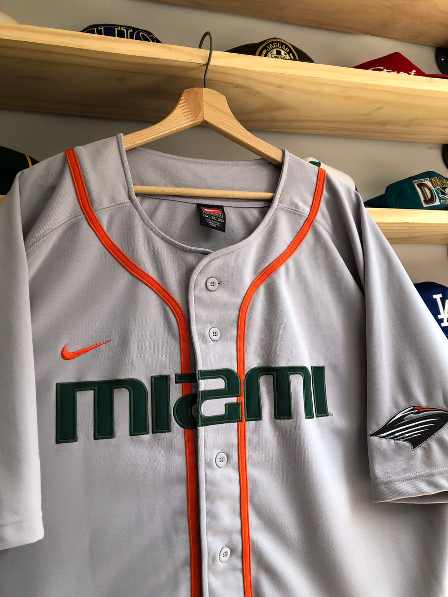 Vintage Nike University Of Miami Hurricanes Baseball Jersey Size XL