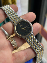Load image into Gallery viewer, Vintage 1990 Seiko Black Dial Two Tone Slim Quartz Watch