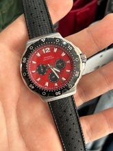 Load image into Gallery viewer, Vintage 90s Fossil Black / Red Chronograph Quartz Watch