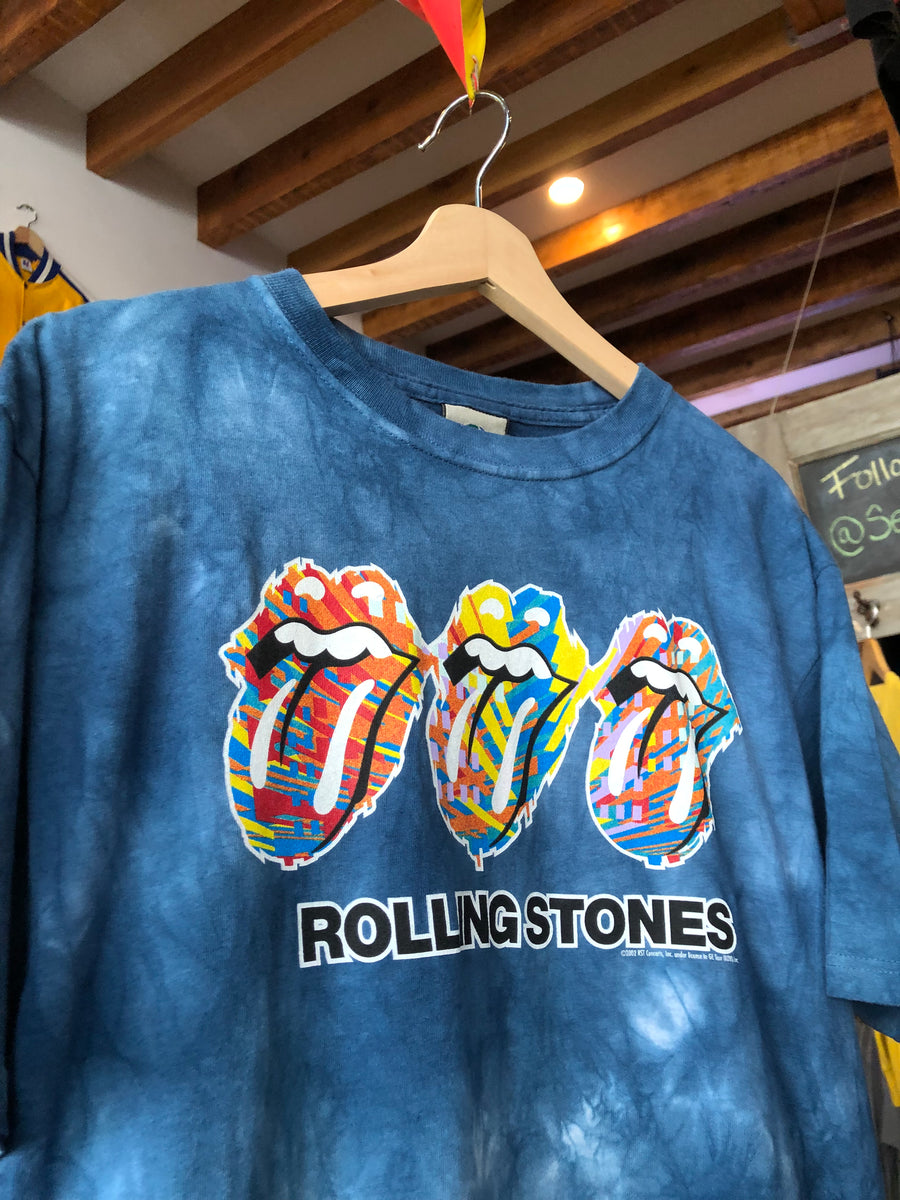 Vintage 2002 Liquid Blue Rolling Stones Tie Die Tee Size Large