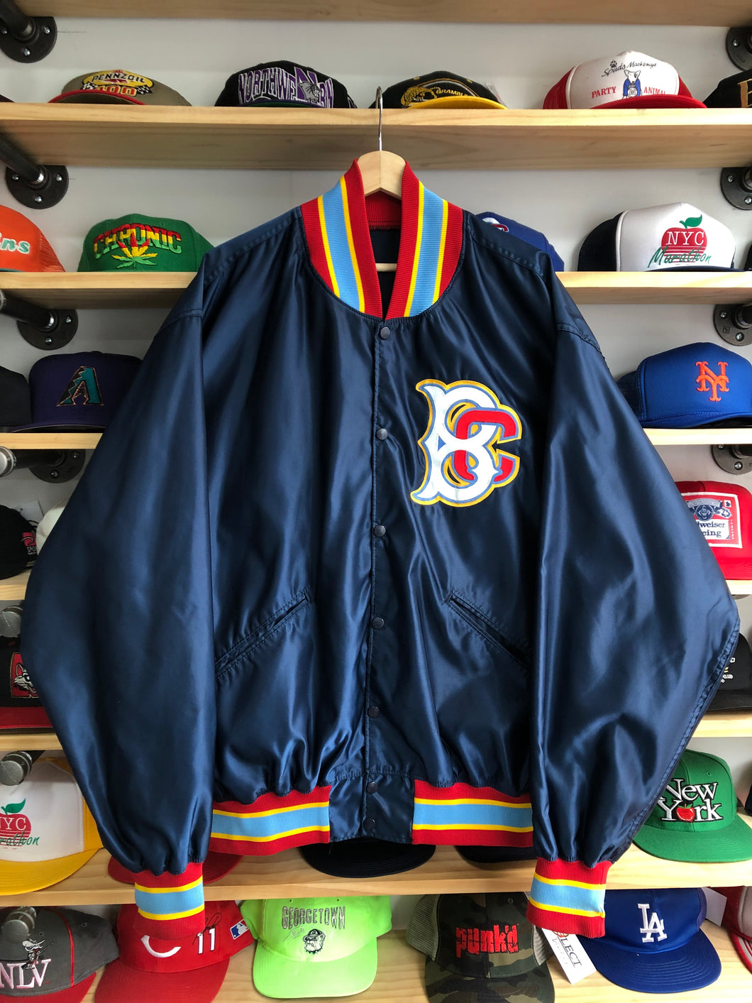 Vintage Rawlings Brooklyn Cyclones Game Worn Satin Bomber Jacket Size 2XL