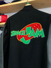 Load image into Gallery viewer, Vintage Jerry Leigh Space Jam Cast &amp; Crew Movie Promo Wool/Leather Varsity Jacket Size XL
