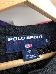 Vintage Polo Sport Spellout Mesh/Nylon Long Sleeve Size Large