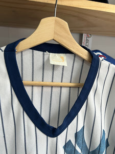 Vintage 80s New York Yankees Pinstripe Polyester Pullover Jersey Medium