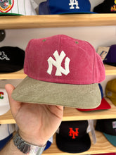 Load image into Gallery viewer, Vintage Yankees Khaki / Rose Nissin Leather Strapback Hat
