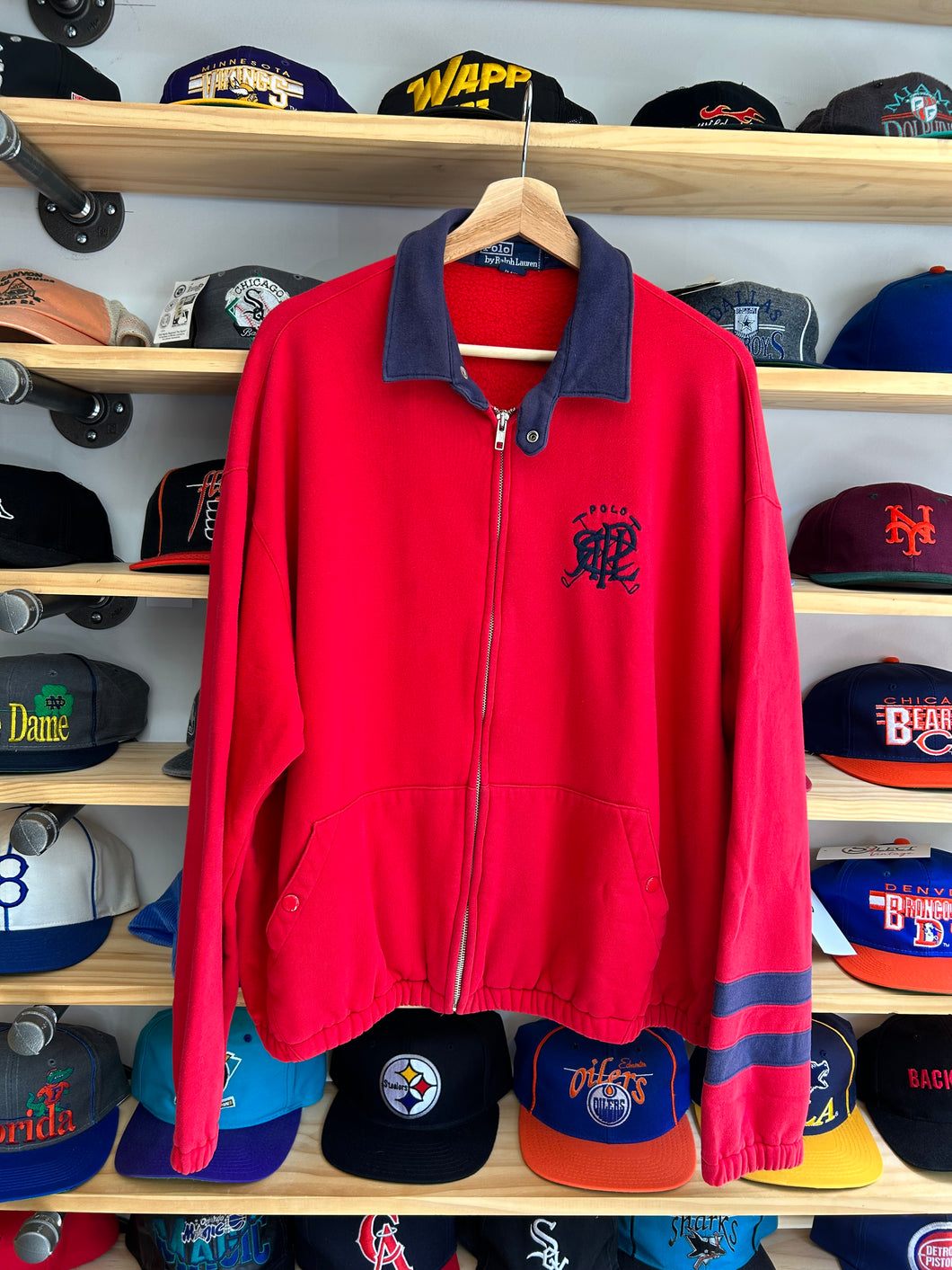 Vintage Polo Ralph Lauren Scribble Full Zip Collard Sweatshirt Large