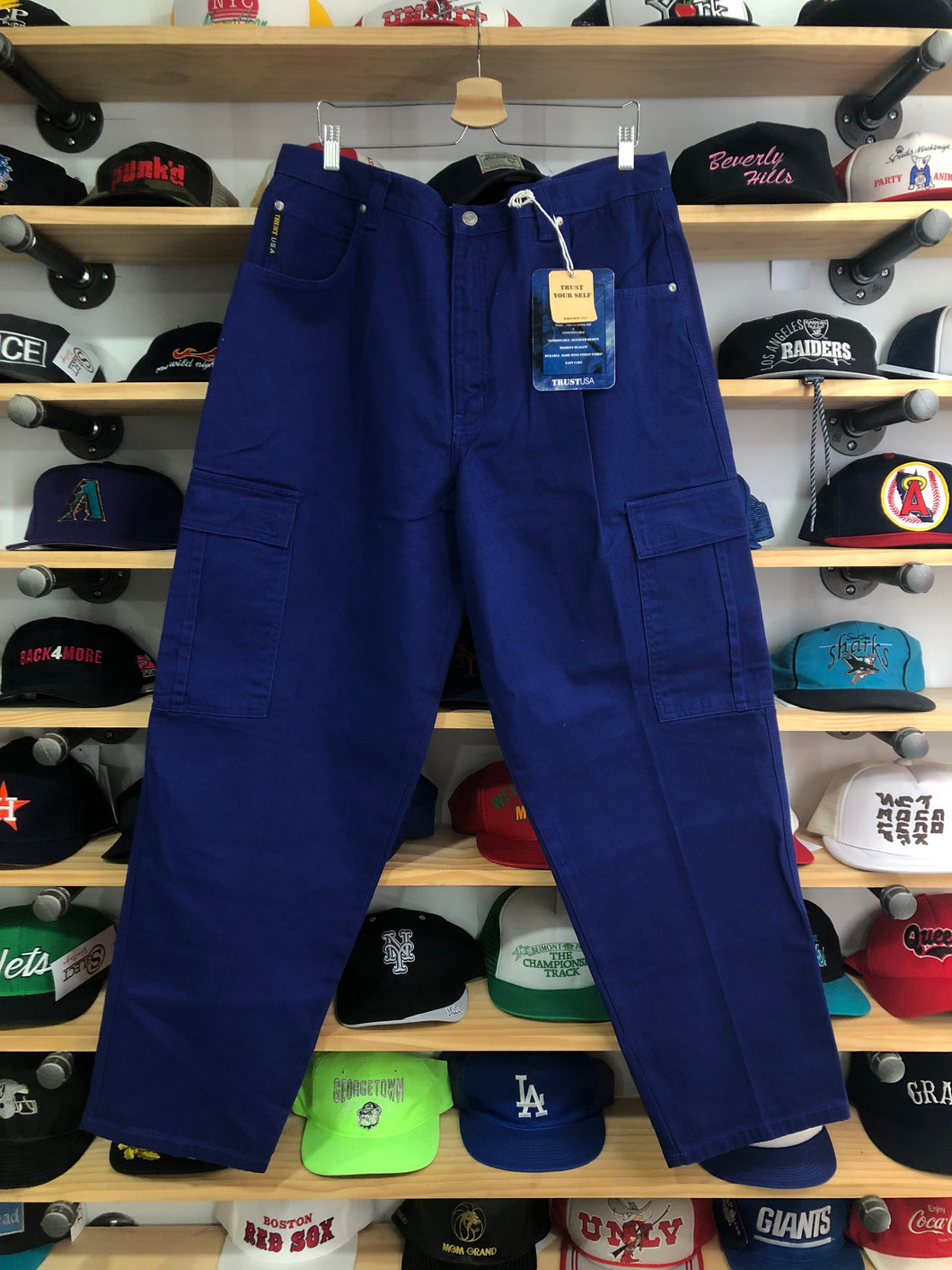 Deadstock Vintage Trust Blue Denim Cargo Pants Size 40x34