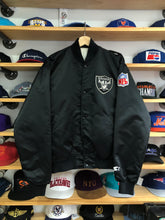 Load image into Gallery viewer, Vintage Starter Los Angeles Raiders Satin Bomber Jacket Size Large
