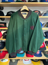 Load image into Gallery viewer, Vintage Ralph Lauren Green / Purple Wool Scribble Varsity Jacket Large
