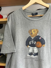 Load image into Gallery viewer, Vintage Ralph Lauren Polo Sport Gray Basketball Bear Tee Large
