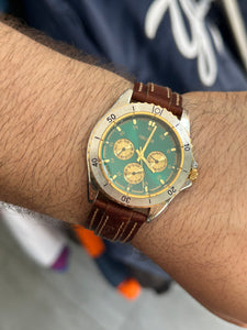 Vintage 90s Nautica Emerald Dial Quartz Diver Watch