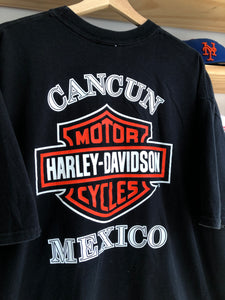 Vintage Harley Davidson Spellout Cancun Mexico Tee Size 2XL