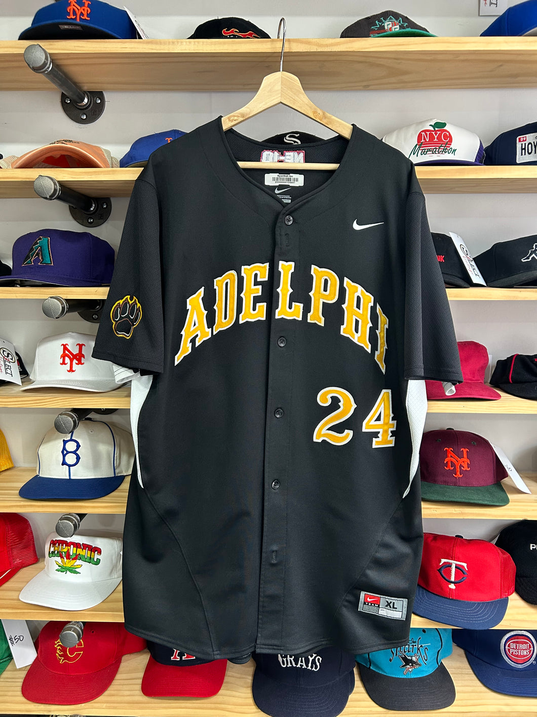 Vintage Nike Y2K Adelphi University Panthers Baseball Jersey XL