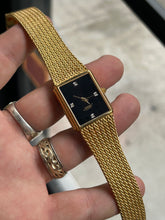 Load image into Gallery viewer, Vintage 1980s Xavier Gold Diamond Quartz Mesh Bracelet Watch
