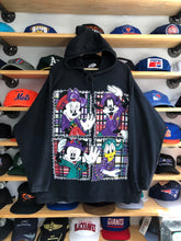 Load image into Gallery viewer, Vintage Mickey Unlimited Mickey Minnie Donald &amp; Goofy Long Sleeve Hooded Tee Size Large
