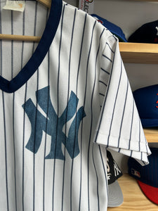 Vintage 80s New York Yankees Pinstripe Polyester Pullover Jersey Medium