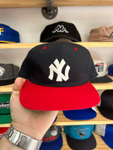 Load image into Gallery viewer, Vintage Yankees Black / Red Brim Yupoong Custom Snapback Hat
