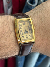 Load image into Gallery viewer, Vintage 80s / 90s Gold Art Deco Style Jump Seconds Quartz Watch
