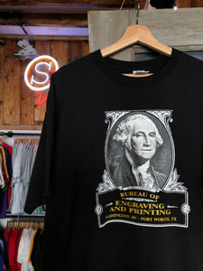 Vintage 90s Bureau Of Engraving And Printing Money Tee Size XL
