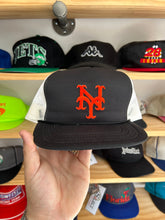 Load image into Gallery viewer, Vintage New York Mets Custom Logo Black Foam Trucker SnapBack
