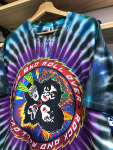 Vintage 1996 Kiss Rock And Roll Over Tour Tie Dye Tee Size XL