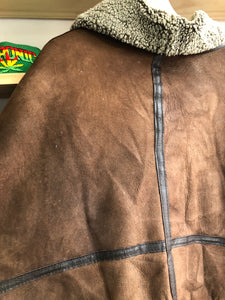 Vintage Calafate B-2 Chocolate Brown Shearling Bomber Size 2XL