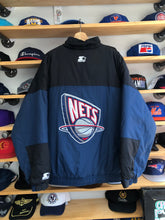Load image into Gallery viewer, Vintage Starter New Jersey Nets Quarter Zip Pullover Puffer Jacket Size XL
