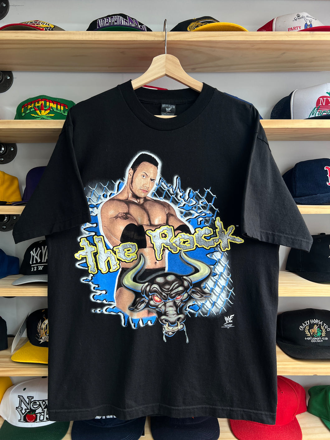 Vintage 1999 WWF The Rock Professional Hardcore Wrestling Tee Size Large