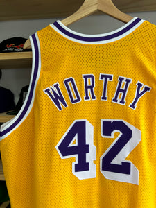 Vintage Early 90s Los Angeles Lakers James Worthy Authentic Champion Jersey 48 XL