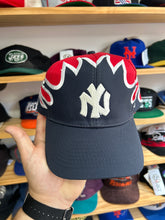 Load image into Gallery viewer, Vintage Nissin NY Yankees Flames Custom Leather Strapback
