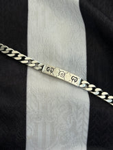 Load image into Gallery viewer, Gucci .925 Silver Curb Link GG Ghost ID Bar Bracelet
