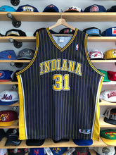 Load image into Gallery viewer, Vintage Reebok Indiana Pacers Reggie Miller Authentic Pinstripe Jersey Size 56
