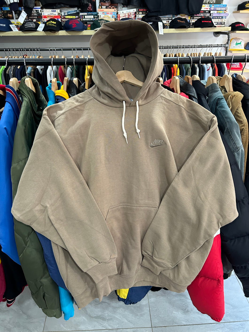 Vintage 90s Deadstock Nike Made in USA Tan / Beige Hoodie XL