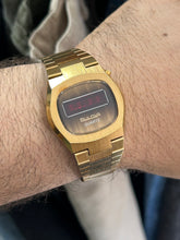 Load image into Gallery viewer, Vintage 1976 Bulova Computron LED Gold Tone Quartz Watch
