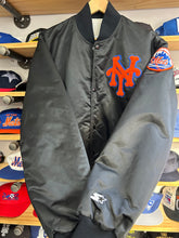 Load image into Gallery viewer, Vintage 1980s Starter New York Mets Black Satin Jacket Sz XL
