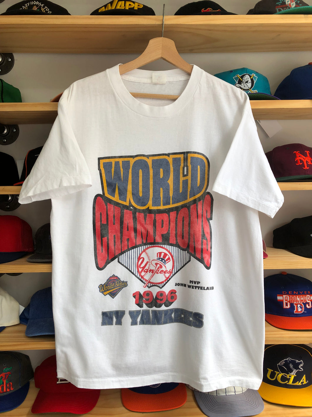Vintage New York Yankees 1996 World Series Champions Boot Tee Size XL