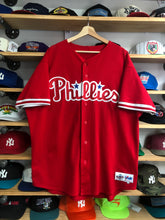 Load image into Gallery viewer, Vintage Majestic Philadelphia Phillies Rex Hudler Team Issued BP Jersey Size 50/2XL
