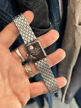 Load image into Gallery viewer, Vintage 1980s Lucien Piccard Swiss Basket Weave Stainless Steel Tank Quartz Watch
