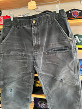 Load image into Gallery viewer, Carhartt 2014 Black Double Knees Faded Tatered &amp; Repairs 38x30
